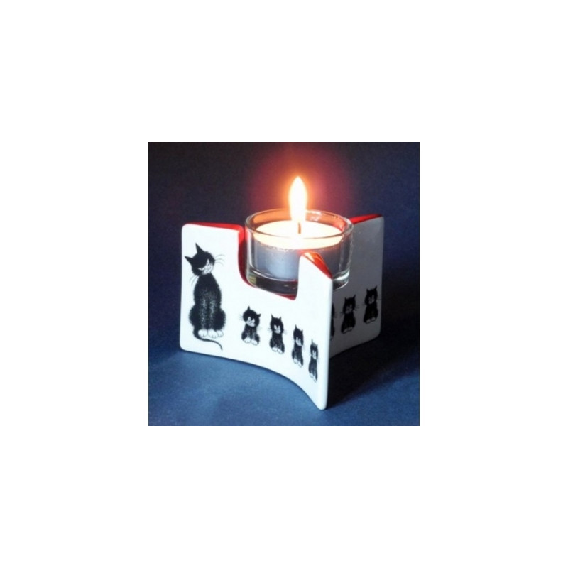 Animaux-Bois-Animaux-Bronzes.com propose Chat Dubout porte-bougie triangle h.6cm-alignement -DUB114