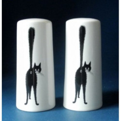 Animaux-Bois-Animaux-Bronzes.com propose Chat Sel et poivre cyl,le troisieme oeil10cm Dubout -DUB108