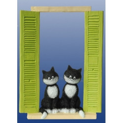 Animaux-Bois-Animaux-Bronzes.com propose Statuette Chat les curieuses Dubout -DUB70