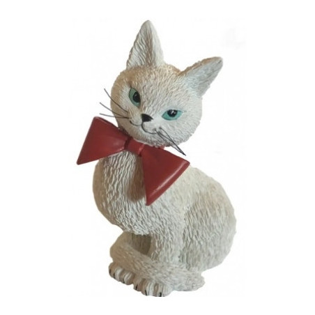 Animaux-Bois-Animaux-Bronzes.com propose Chat blanc Dubout La coquette -DUB76