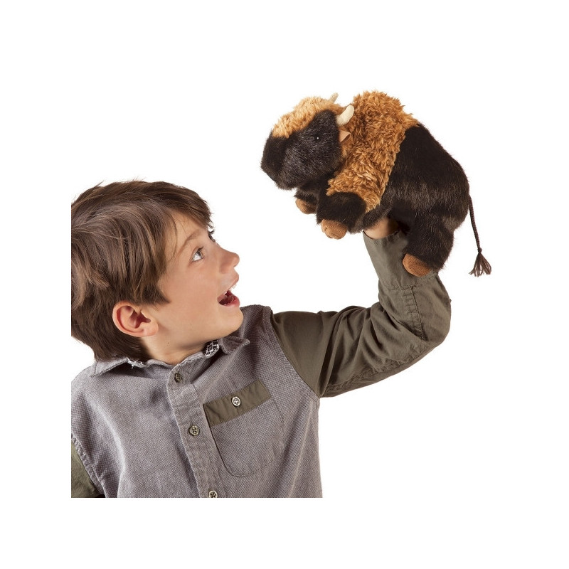 Animaux sauvage Petit bison peluche marionnette 