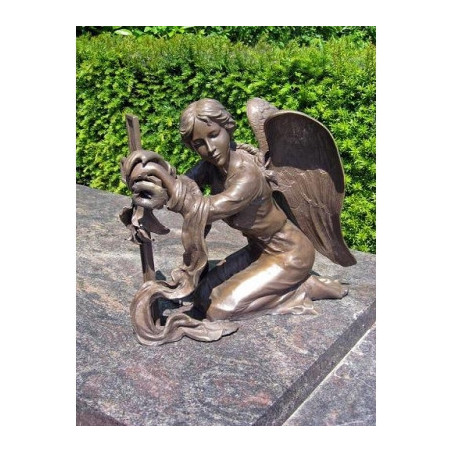 Décoration Statuette bronze personnage Dame devant la croix bronze -AN1268BRW-B
