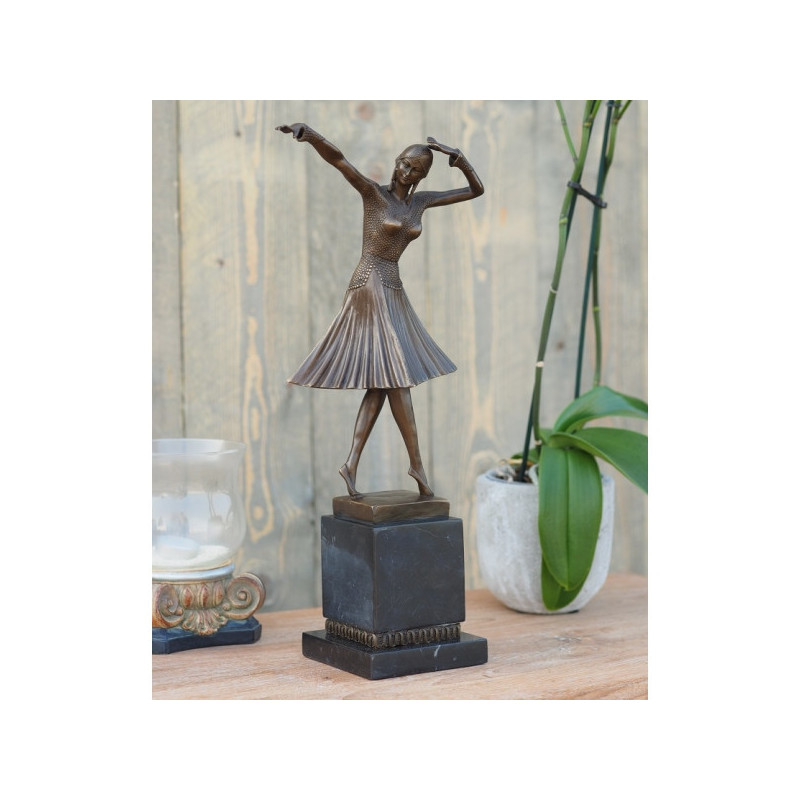 Décoration Statuette bronze personnage Danseuse art deco 44 cm bronze -AN1210BR-B