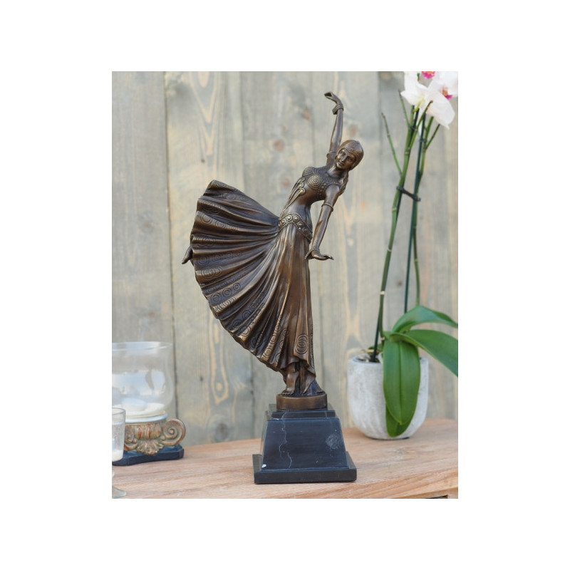 Décoration Statuette bronze personnage Danseuse art deco 55 cm bronze -AN1206BR-B