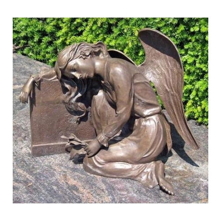 Décoration Statuette bronze personnage Ange avec tombe bronze -AN1273BRW-B