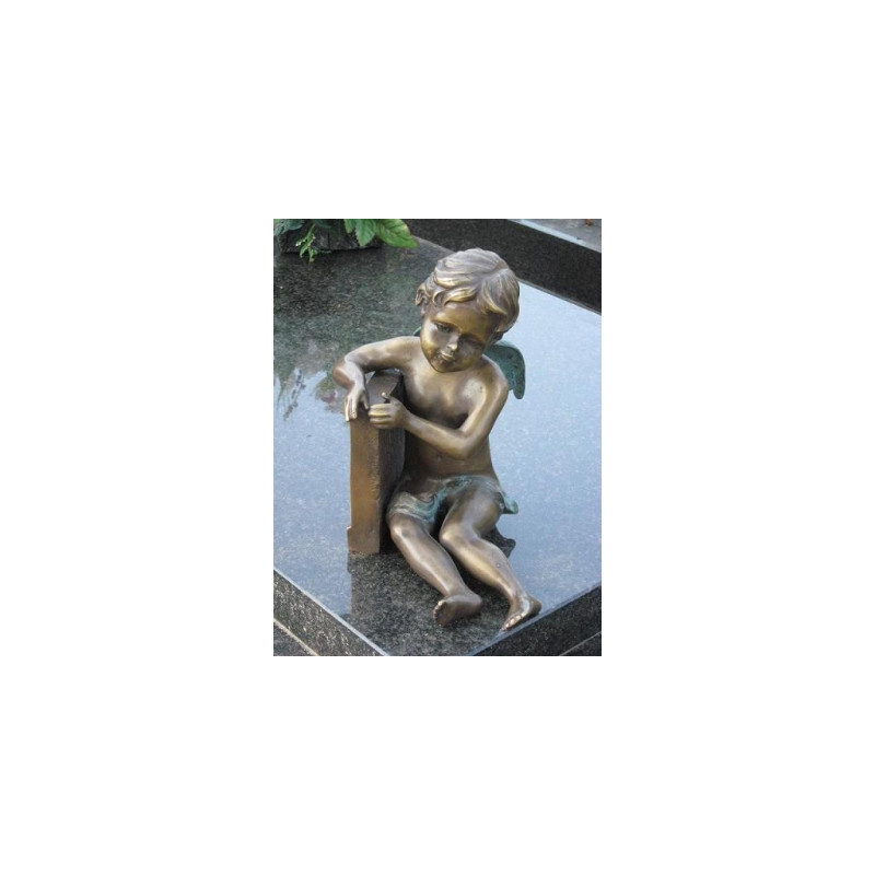 Décoration Statuette bronze personnage Petit ange assise bronze -AN1274BRW-V