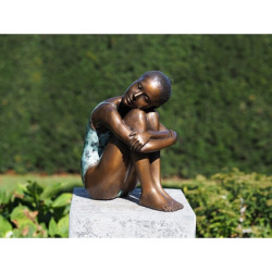 Décoration Statuette bronze personnage Statuette fille assise bronze -AN1380BR-B
