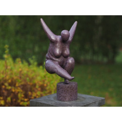 Décoration Statuette bronze personnage Statuette grosse dame belle rose bronze -AN2342BR-HP