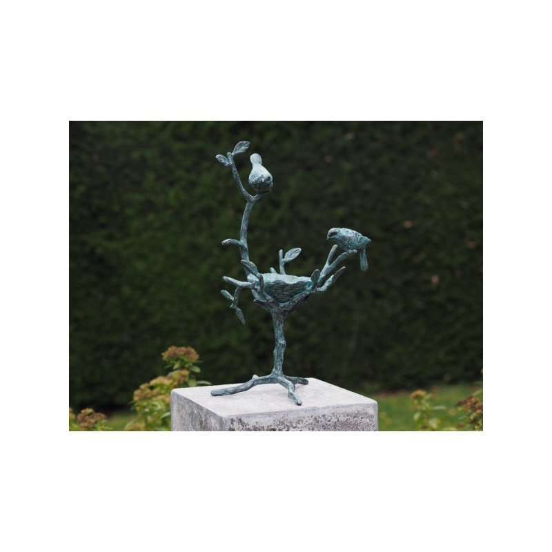 Statuette mangeoire à oiseaux bronze -GA1814BR-V