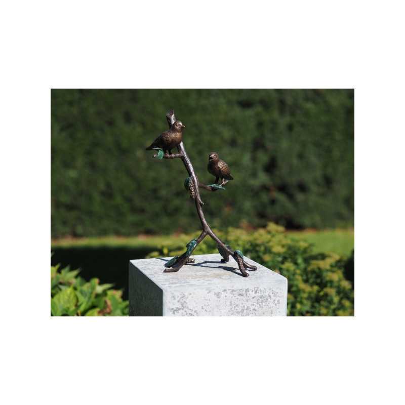 Statuette 2 oiseaux sur une branche bronze -AN1372BR-B