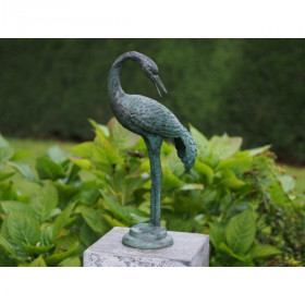 Statuette petit oiseau grue pliant le cou bronze -AN1179BR-V-2