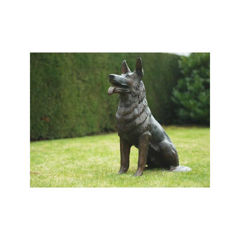 Statue bronze chien assis -B56814