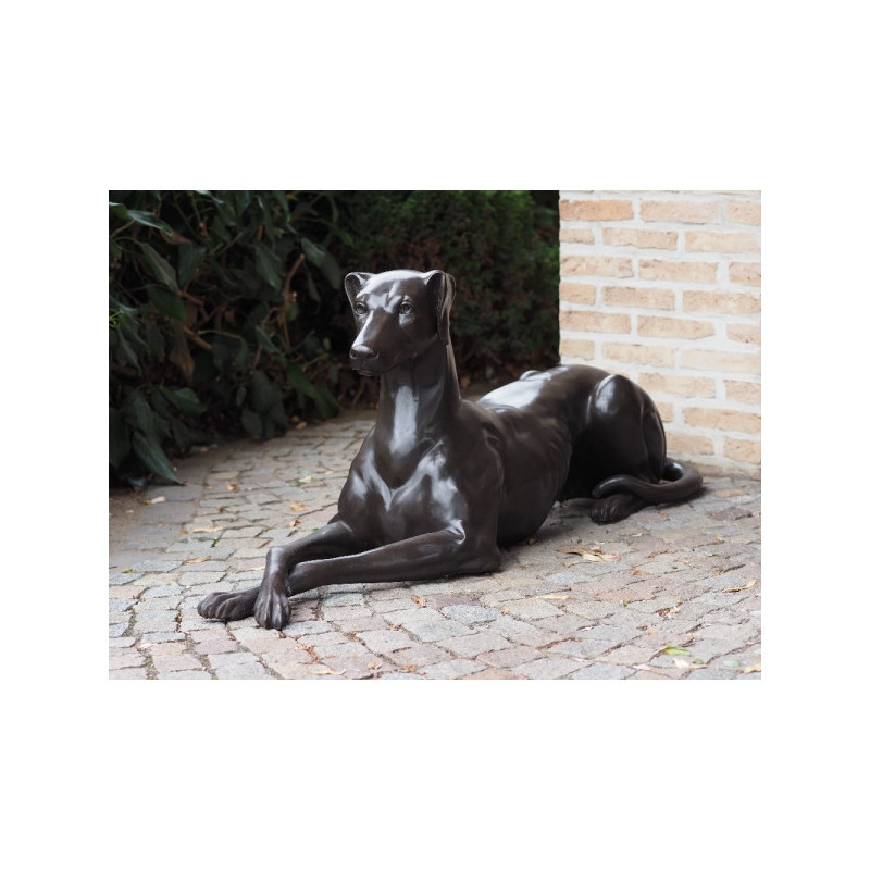 Statue bronze chien couché à droite -B94540