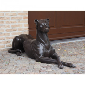 Statue bronze chien couché à gauche -B94539