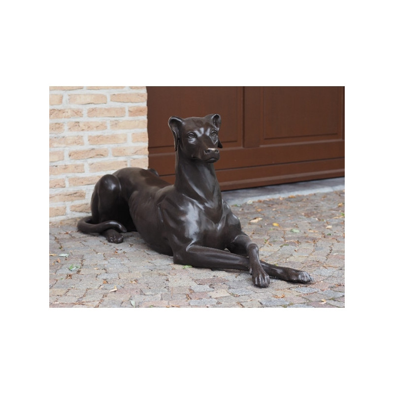 Statue bronze chien couché à gauche -B94539