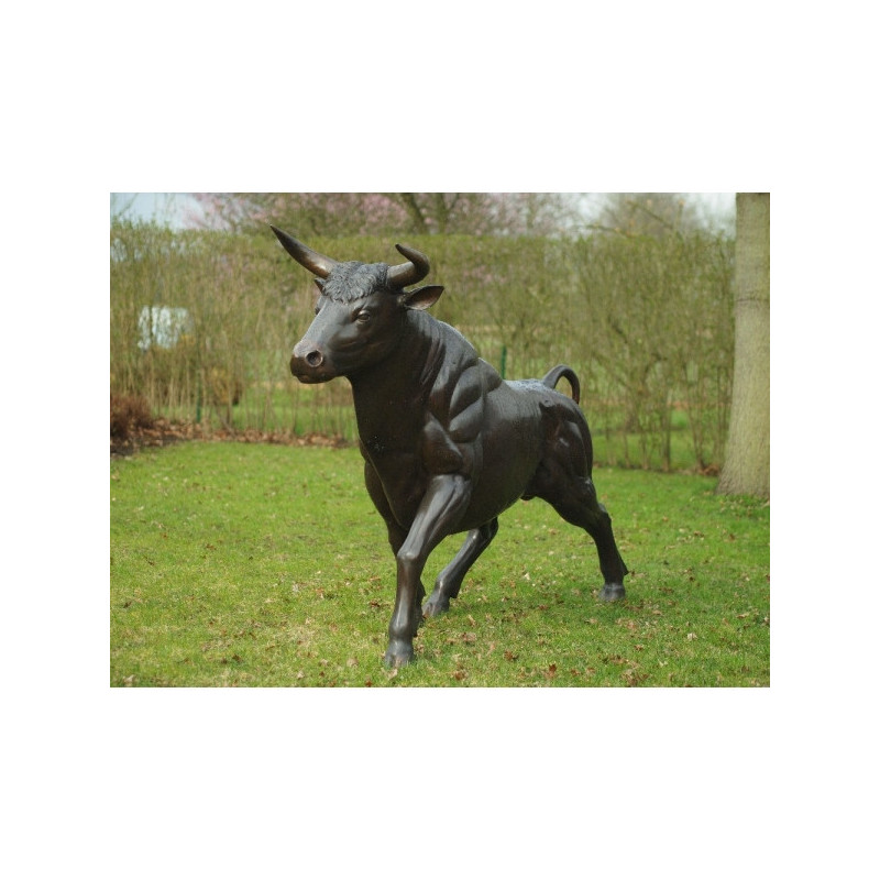 Animaux de la ferme Statue bronze grand taureau tête haute -B96009