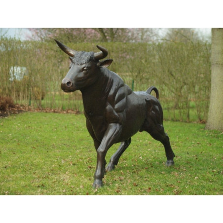 Animaux de la ferme Statue bronze grand taureau tête haute -B96009