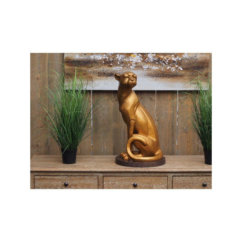Félin Statuette jaguar assis bronze -AN2253BR-HP