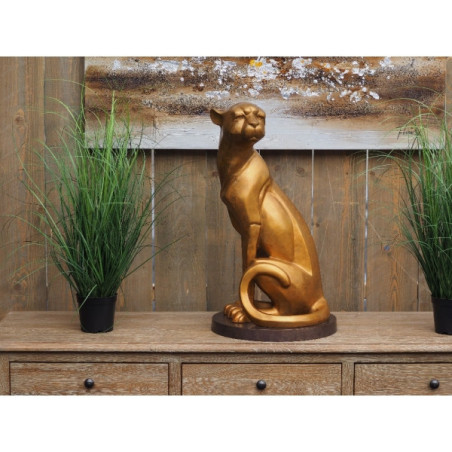 Félin Statuette jaguar assis bronze -AN2253BR-HP