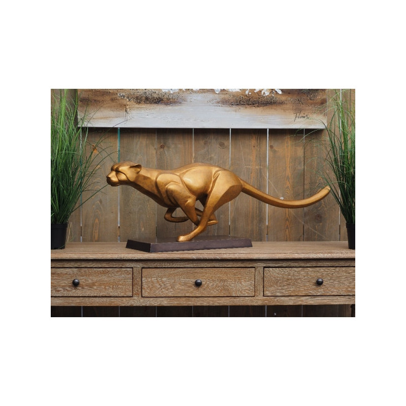 Statuette jaguar courant bronze -AN2254BR-HP