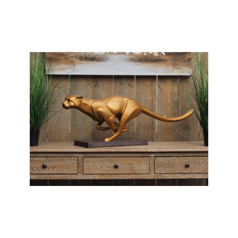 Félin Statuette jaguar courant bronze -AN2254BR-HP
