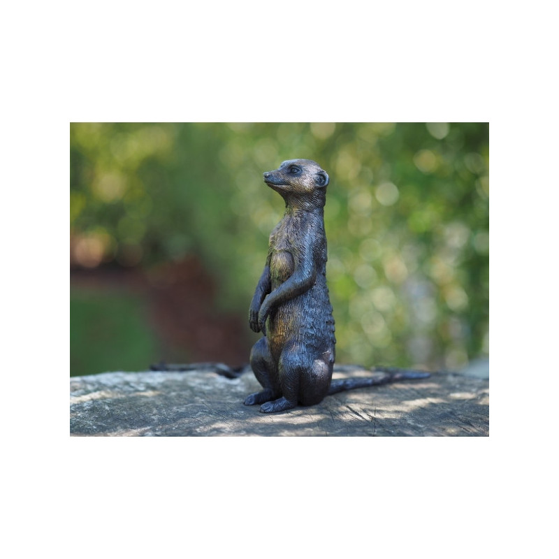 Animaux du désert Statuette suricate assis bronze -AN1379BR-B