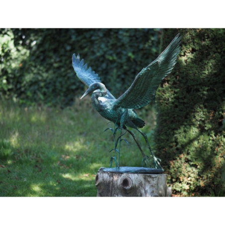 Statue bronze oiseau grue en vol -B1364