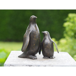 Décoration Statuette bronze personnage Statuette bronze pingouins mère et enfant 17cm