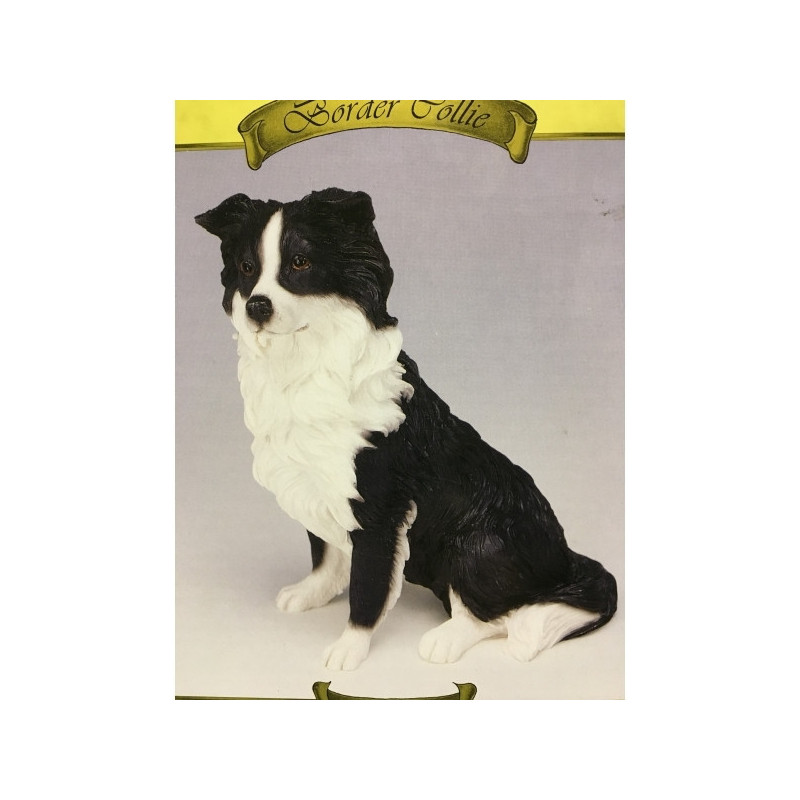 Animaux-Bois-Animaux-Bronzes propose Chien Border collie assis figurine animaux LP2741