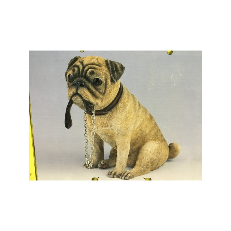 Animaux-Bois-Animaux-Bronzes propose Chien Carlin beige assis moyen modèle figurine animaux LP14967