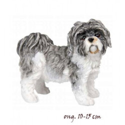 Animaux-Bois-Animaux-Bronzes propose Chien Shi Tzu blanc et noir figurine animaux LP11609