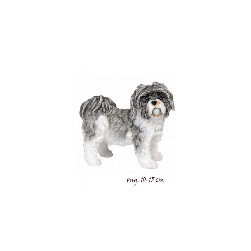 Animaux-Bois-Animaux-Bronzes propose Chien Shi Tzu blanc et noir figurine animaux LP11609