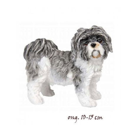 Animaux-Bois-Animaux-Bronzes propose Chien Shi Tzu blanc et noir figurine animaux LP11609