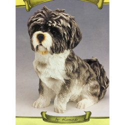 Animaux-Bois-Animaux-Bronzes propose Chien Shih Tzu gris assis figurine animaux LP12810