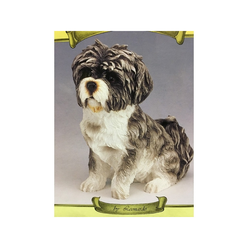 Animaux-Bois-Animaux-Bronzes propose Chien Shih Tzu gris assis figurine animaux LP12810