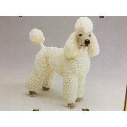 Animaux-Bois-Animaux-Bronzes propose Chien Poodle blanc figurine animaux LP6920