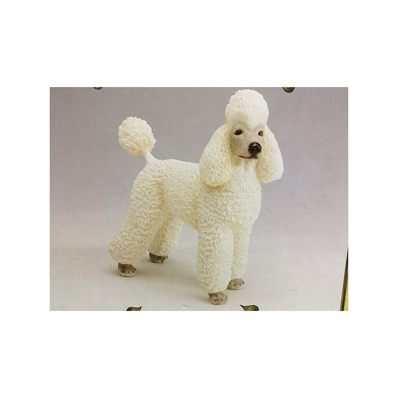 Animaux-Bois-Animaux-Bronzes propose Chien Poodle blanc figurine animaux LP6920