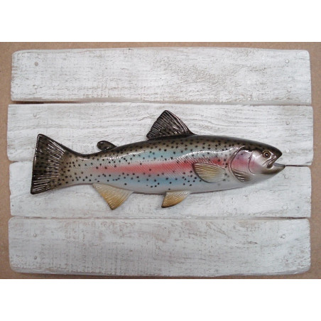 Animaux-Bois-Animaux-Bronzes propose Décors poisson d'eau douce Truite Arc en ciel -CADRTAEC