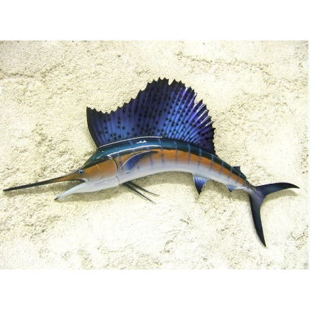 Animaux-Bois-Animaux-Bronzes propose Petite sculpture relief  Espadon voilier-PSR006