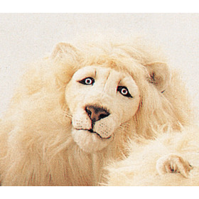 Peluche assise blanc lion 120 cm Piutre -2534