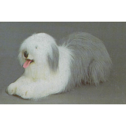 Animaux-Bois-Animaux-Bronzes propose Chien berger old english 100 cm peluche animaux allongés réaliste Piutre 3292