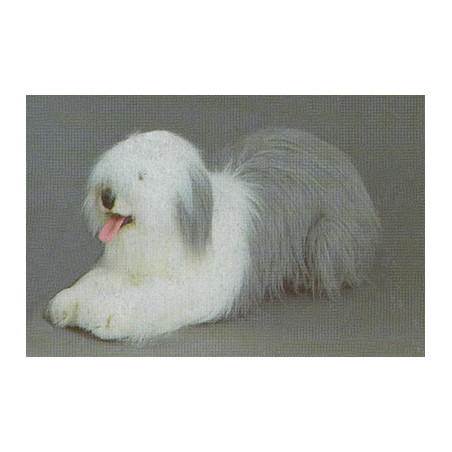 Peluche allongée chien berger old english 100 cm Piutre -3292