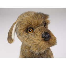 Animaux-Bois-Animaux-Bronzes propose Chien schnauzer marron 30 cm assis peluche réaliste Piutre 3358 (2)