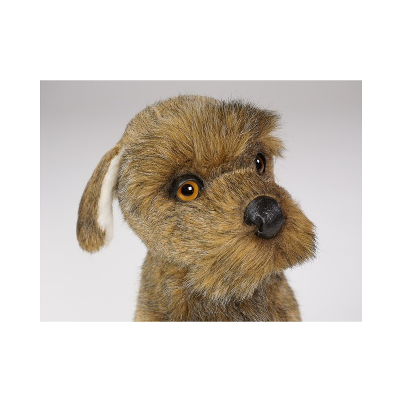 Animaux-Bois-Animaux-Bronzes propose Chien schnauzer marron 30 cm assis peluche réaliste Piutre 3358