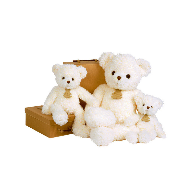 Animaux-Bois-Animaux-Bronzes propose Peluche Ours tradition blanc petit modèle -ho1306