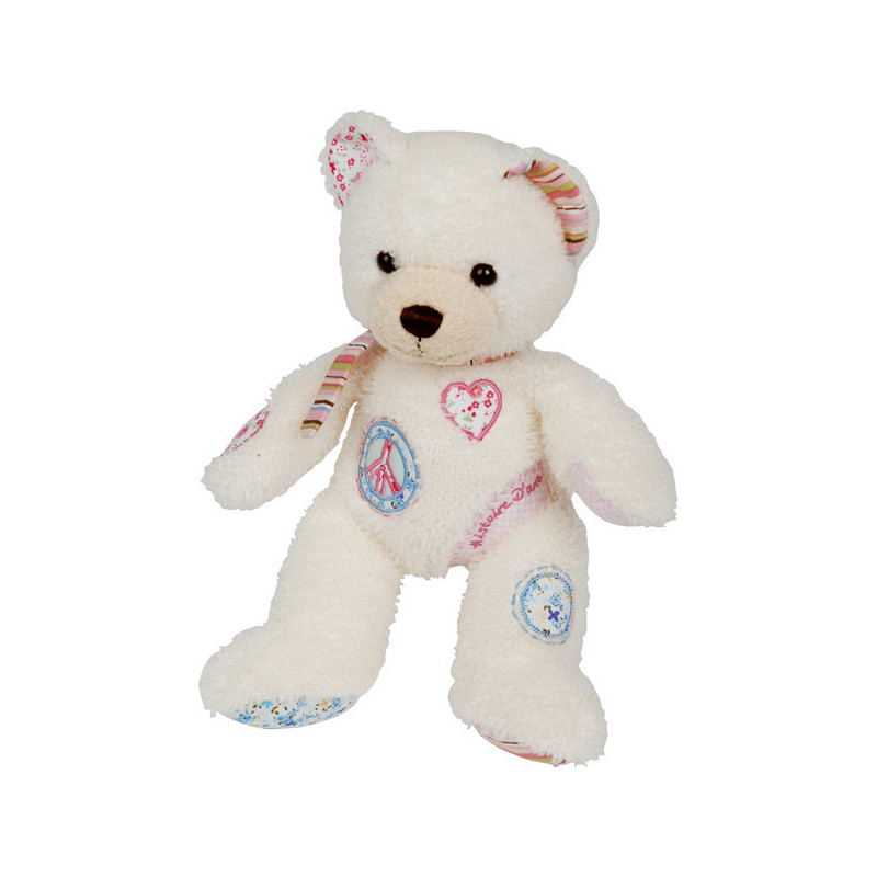 Peluche Ours Peace and Love Blanc et Rose - ho1131