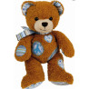 Animaux-Bois-Animaux-Bronzes propose Peluche Ours Peace and Love Miel et Turquoise - ho1132