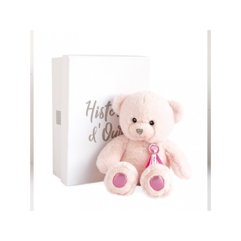 Animaux-Bois-Animaux-Bronzes propose Peluche Ours charms - rose sorbet 24 cm histoire d'ours -2806