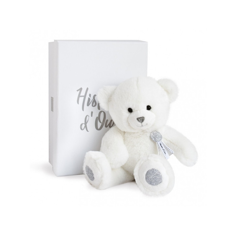 Animaux-Bois-Animaux-Bronzes propose Peluche Ours charms - blanc 24 cm histoire d'ours -2805