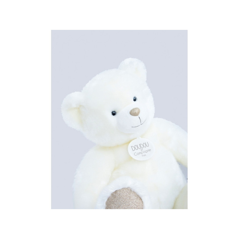 Animaux-Bois-Animaux-Bronzes propose Peluche Ours collection 40 cm - blanc histoire d'ours -DC3450